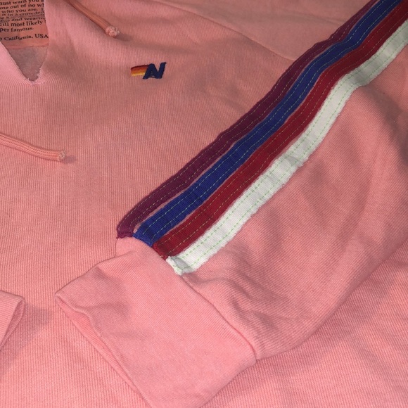 *RARE* Aviator Nation Raw Edge Crop Hoodie Size L - Picture 5 of 7